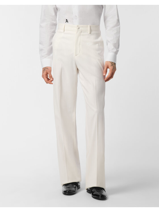 PHILIPP PLEIN PHILIPP PLEIN Spodnie materiałowe 24127 Biały Wide Fit