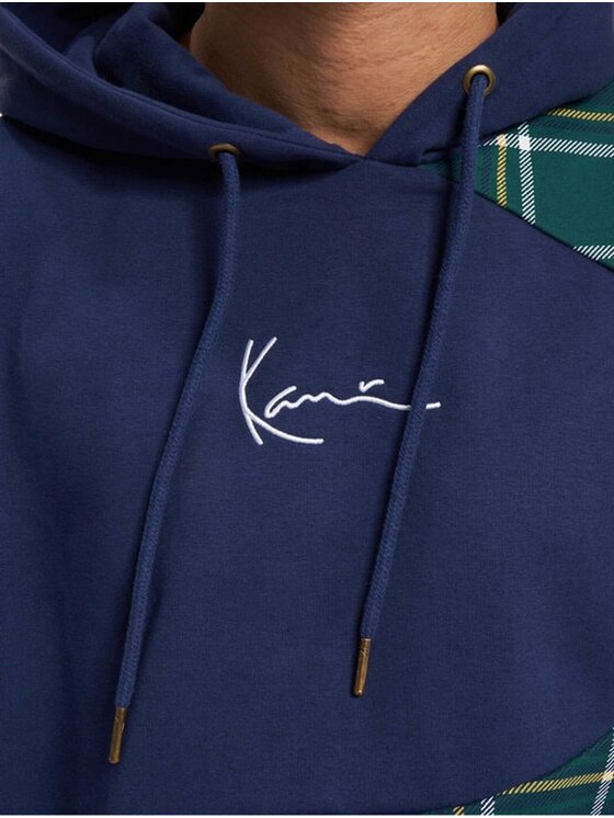 Karl Kani Karl Kani Mikina SMALL SIGNATURE WAVY BLOCK OS HOODIE Tmavomodrá Regular Fit