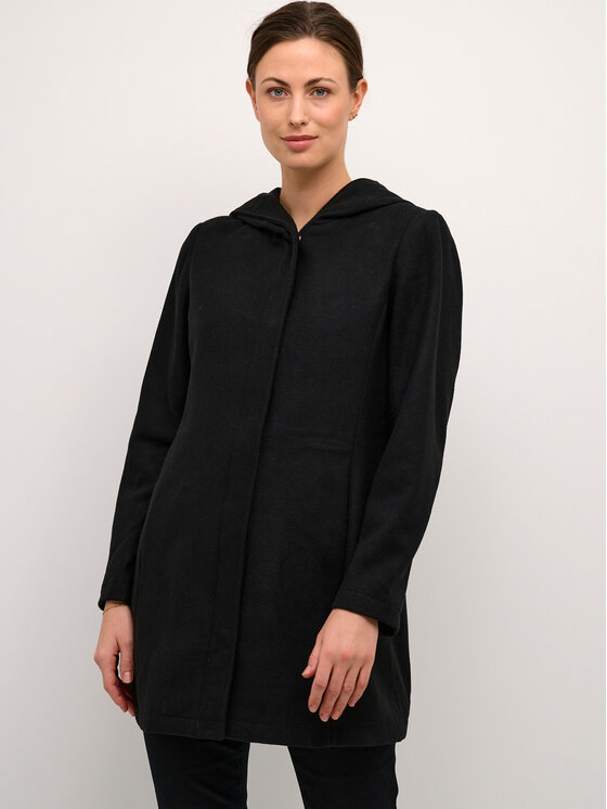 Cream Cappotto di lana Crysta 10611658 Nero Straight Fit, taglia : 38