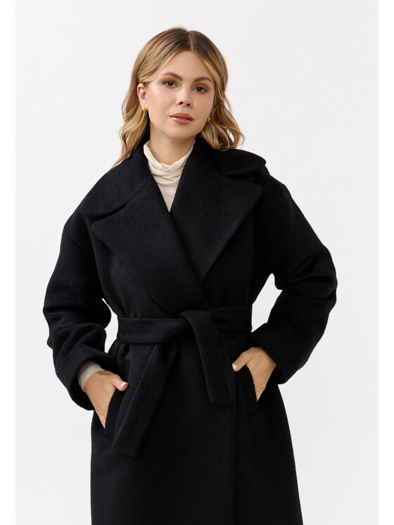Mirons Mirons Płaszcz wełniany 08 Czarny Oversize
