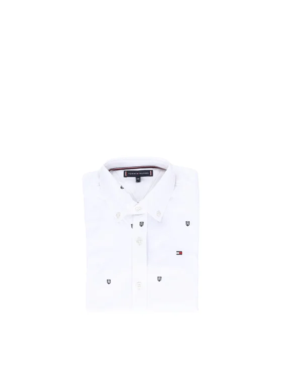 Tommy Hilfiger Camicia Allover Monogram Shirt LS Bianco Regular Fit