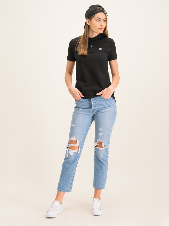 Lacoste Lacoste Тениска с яка и копчета PF7839 Черен Classic Fit