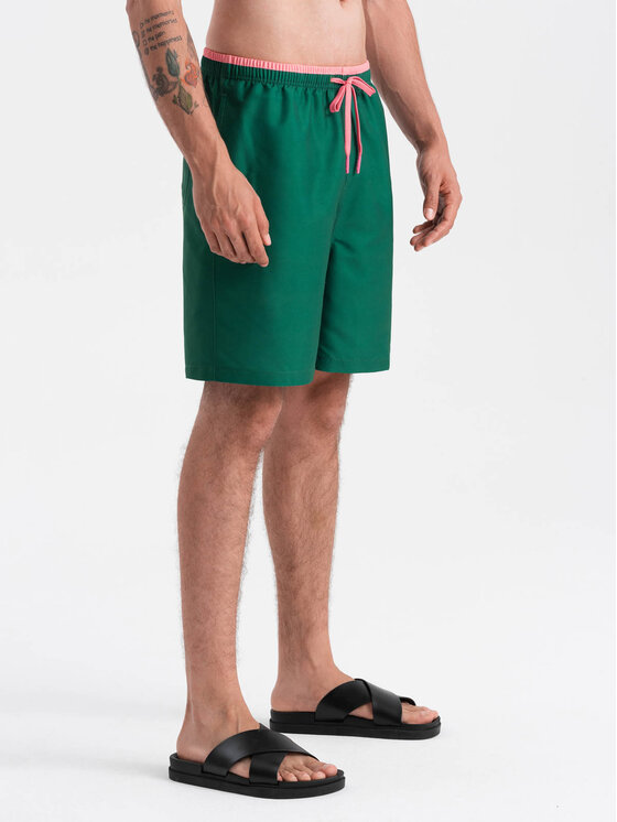 Ombre Ombre Plavecké šortky OM-SRBS-0141 Zelená Regular Fit
