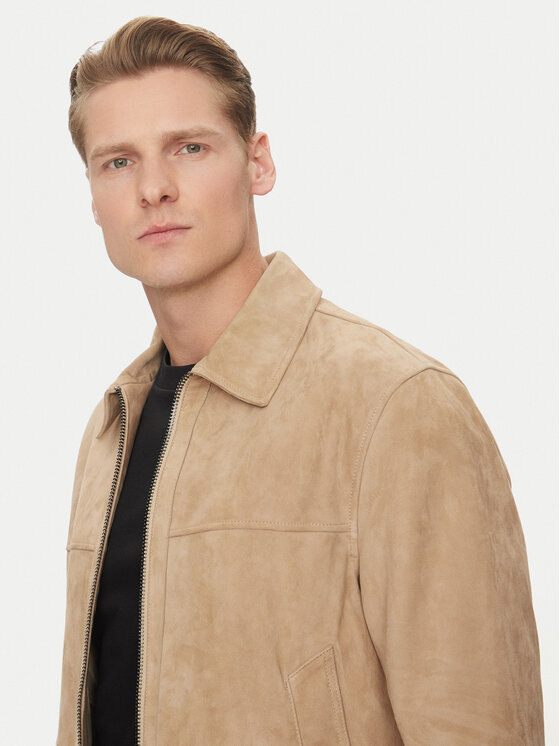 BOSS BOSS Geacă de piele H-Malbano5 50528014 Bej Regular Fit
