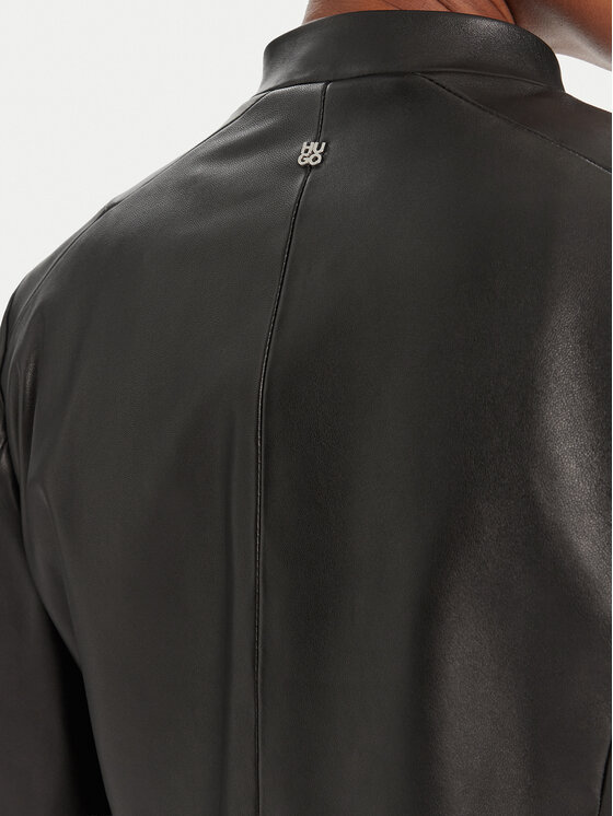 HUGO HUGO Odinė striukė Lasari 50541262 Juoda Regular Fit