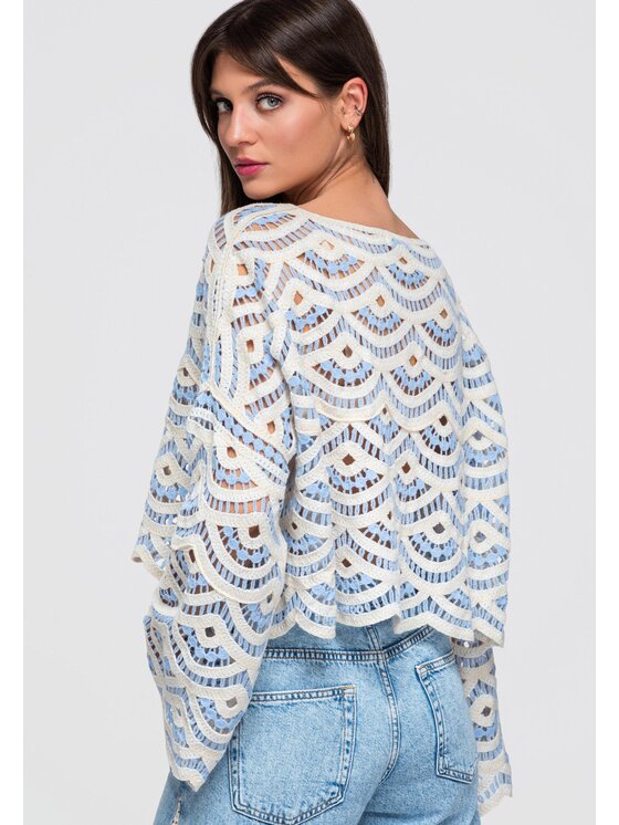 Ombre Ombre Bluzka OW-TS-E0049 Niebieski Loose Fit