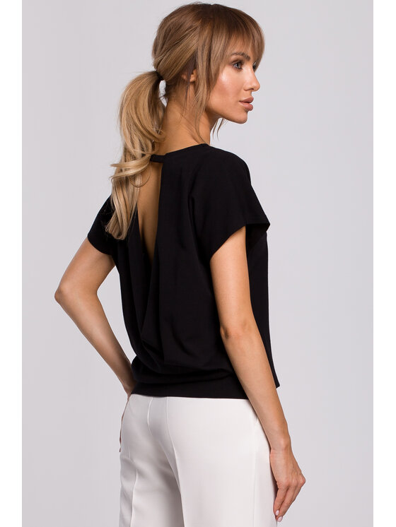 Made of Emotion Made of Emotion Bluzka M498 Czarny Basic Fit