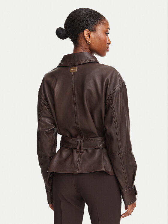 Marciano Guess Marciano Guess Kožená bunda G6YL02 L0109 Tmavě hnědá Regular Fit