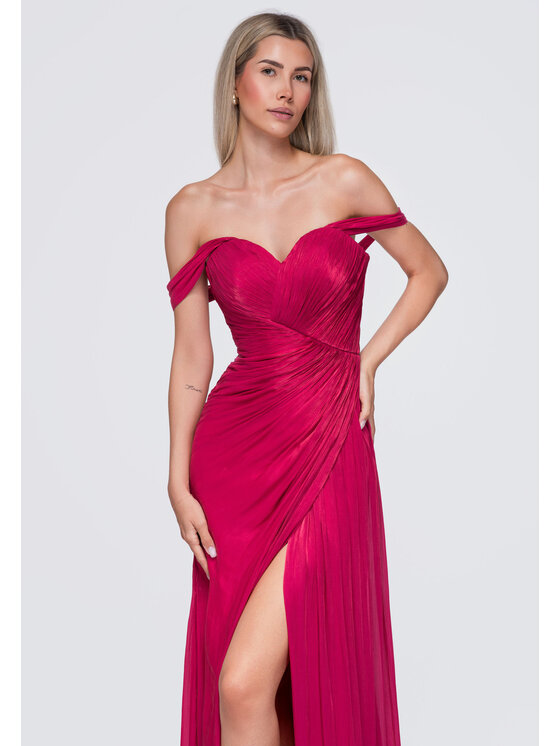 Ombre Ombre Sukienka wieczorowa LA-OM-DLR421 Różowy Slim Fit