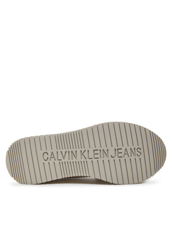 Calvin Klein Jeans Calvin Klein Jeans Сникърси Runner Sock Laceup Ny-Lth Wn YW0YW00840 Екрю