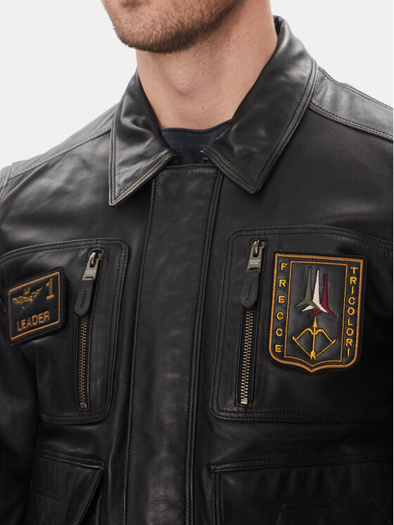 Aeronautica Militare Aeronautica Militare Bőrkabát 251PN5046PL265 Fekete Regular Fit