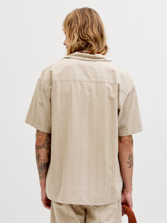 Jack & Jones Jack & Jones Σετ πουκάμισο και σορτς υφασμάτινα Tyson 12297649 Μπεζ Relaxed Fit