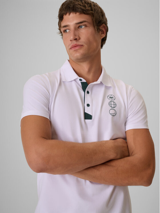 4F 4F Polo SETPOINT Biały Slim Fit