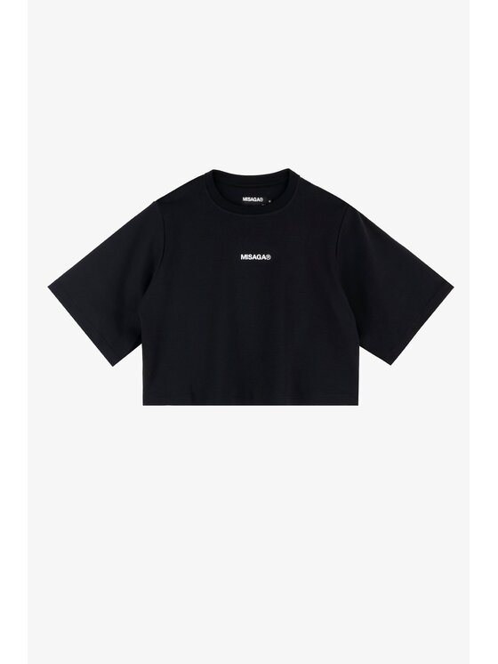 Misaga Misaga T-Shirt Brunch Crop T-Shirt Czarny Relaxed Fit