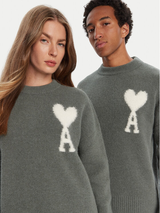AMI Paris AMI Paris Džemper UKS025.KN0032 Zelena Regular Fit
