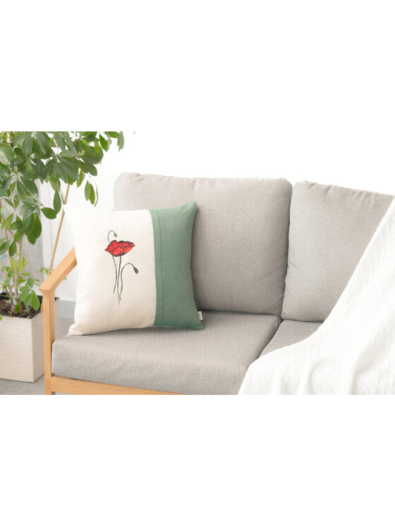 Doram design Doram design Poduszka dekoracyjna Poduszka dekoracyjna Mak Szmaragd 45 x 45 cm Zielony