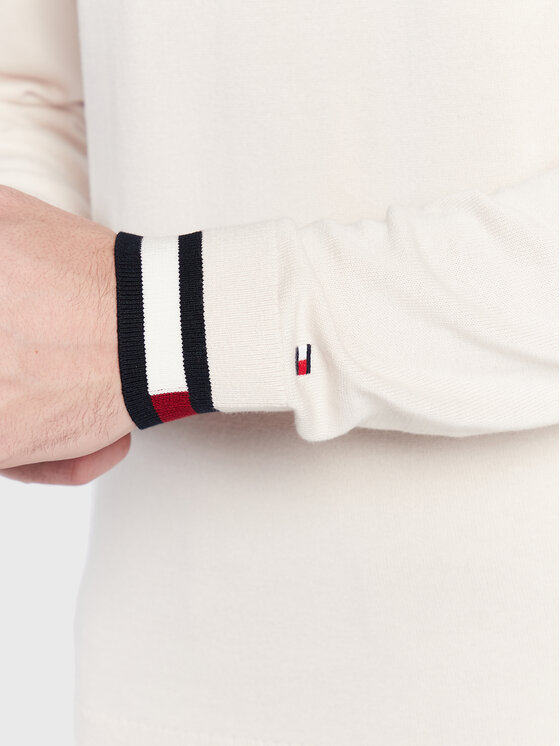Tommy Hilfiger Tommy Hilfiger Maglione Flag Cuff MW0MW29045 Écru Regular Fit