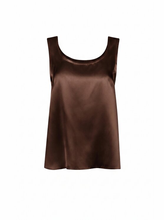 Cat&Cat Cat&Cat Top jedwabny basic Hnědá Regular Fit