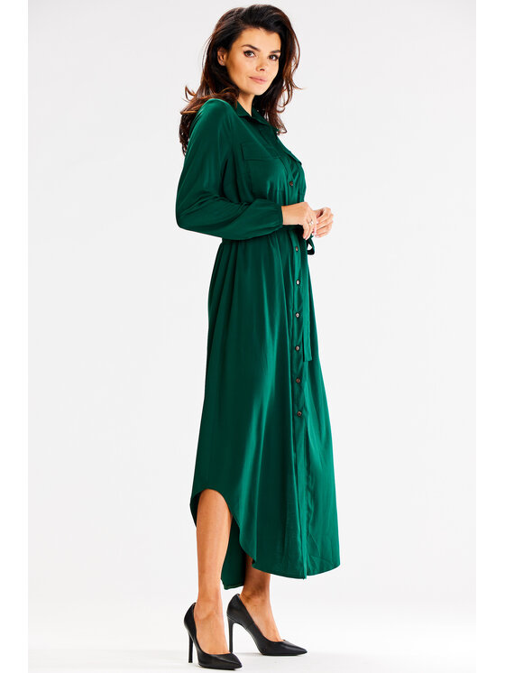 Awama Awama Letní šaty A601 Zelená Basic Fit