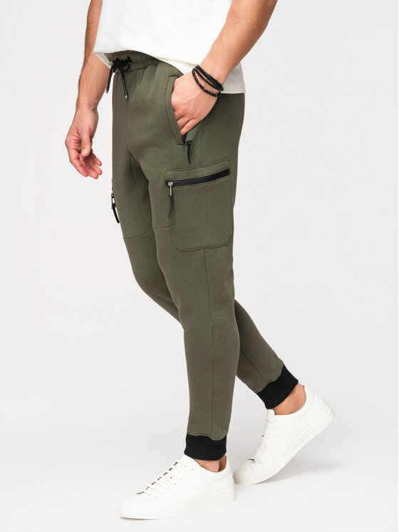 Ombre Ombre Joggery OM-PASK-0222 Zielony Jogger Fit