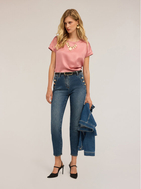 Motivi Motivi T-shirt G063W703439N006 Rosa Regular Fit