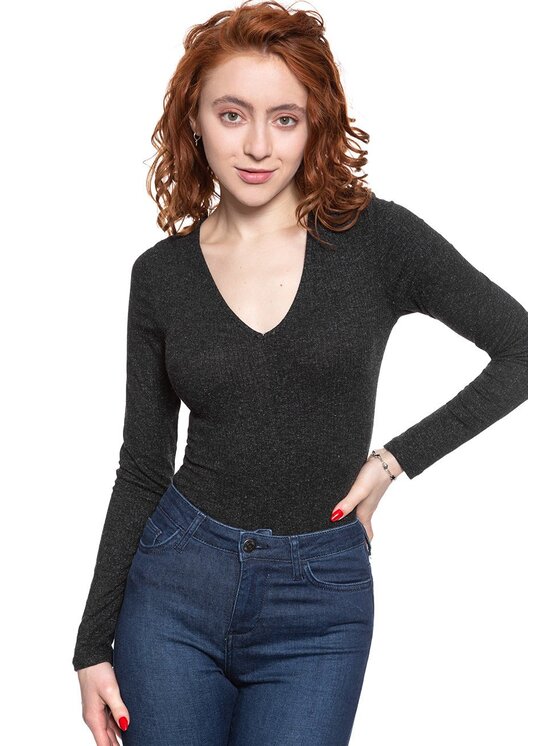 Lee Lee Sweter V-NECK BODY Szary Slim Fit