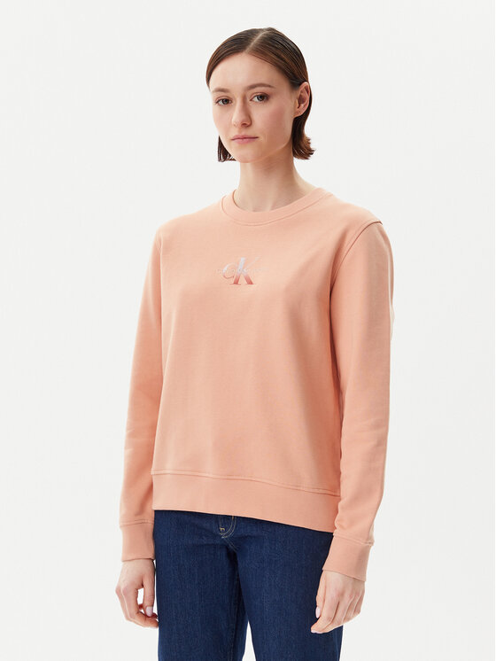 Calvin Klein Jeans Felpa Gradient Monologo J20J225360 Corallo Regular Fit, taglia : L