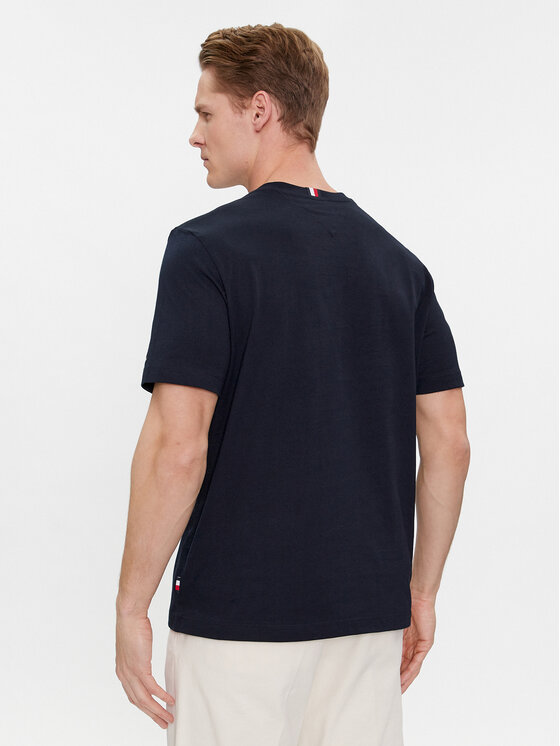 Tommy Hilfiger Tommy Hilfiger Tričko Label Hd Print Tee MW0MW34391 Tmavomodrá Regular Fit