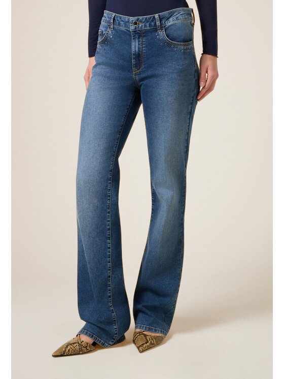 Oltre Oltre Jeansy P447R008849N024 Niebieski Flare Fit