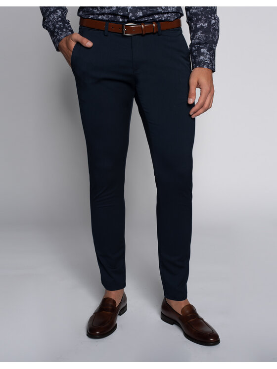 Borgio Borgio Spodnie materiałowe altedo Granatowy Slim Fit