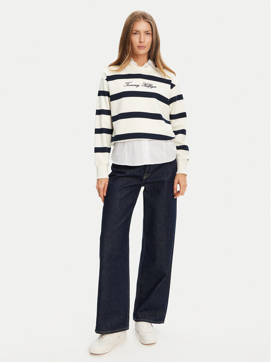 Tommy Hilfiger Tommy Hilfiger Суитшърт Script WW0WW45743 Екрю Regular Fit