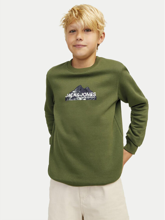 Jack&Jones Junior Jack&Jones Junior Majica dugih rukava Mountain Logo 12263372 Zelena Relaxed Fit