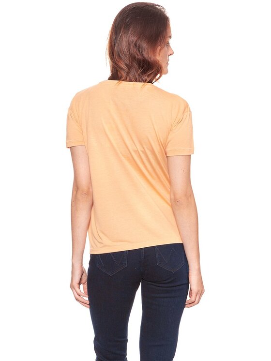 Wrangler Wrangler T-Shirt DRAPE Pomarańczowy Slim Fit