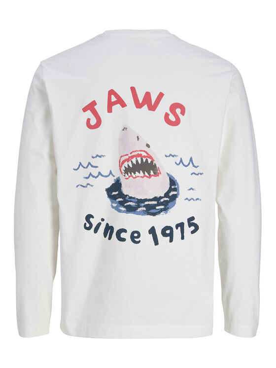 Jack & Jones Jack & Jones Marškinėliai ilgomis rankovėmis Jaws 12286615 Balta Relaxed Fit