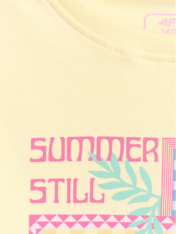 4F 4F T-Shirt SUMMER SPLASH Żółty jasny Regular Fit