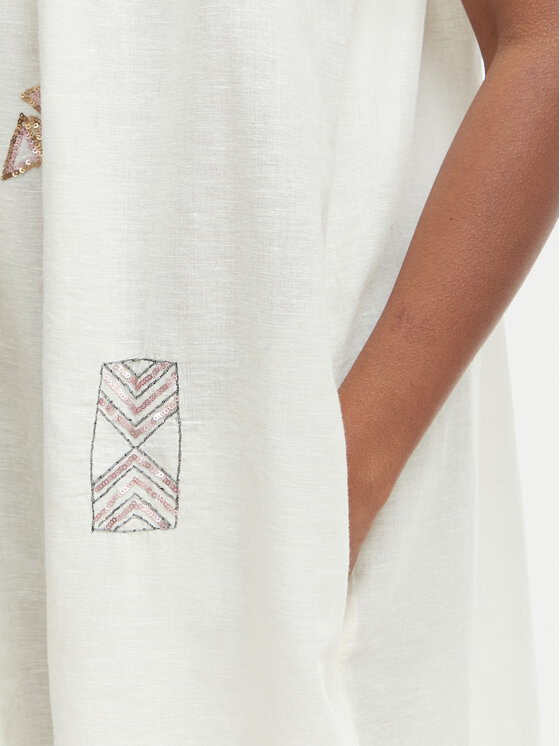 Iconique Iconique Poletna obleka Ava IC26-017 Écru Relaxed Fit