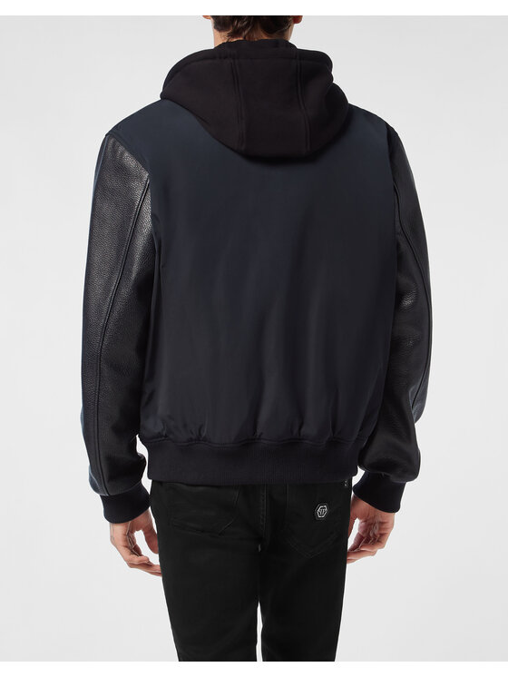 PHILIPP PLEIN PHILIPP PLEIN Kurtka skórzana 26983 Granatowy Regular Fit