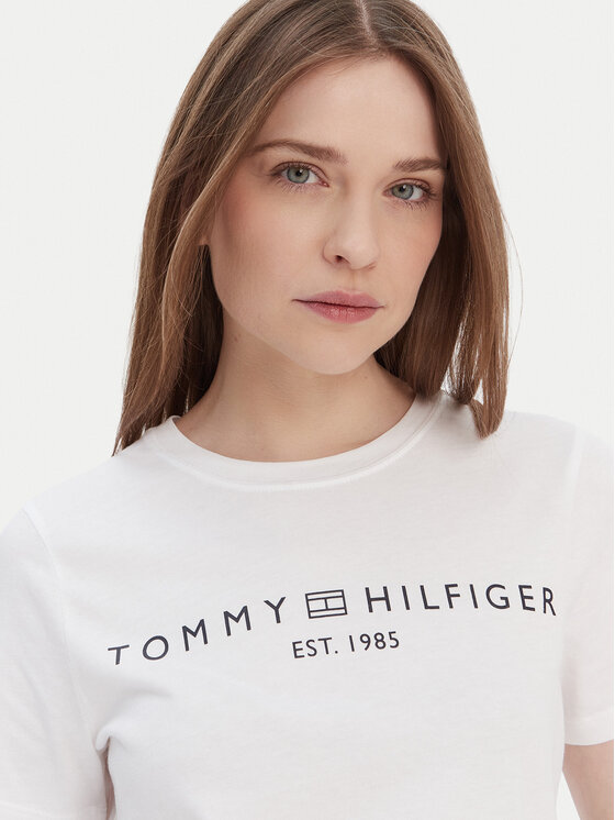 Tommy Hilfiger Tommy Hilfiger T-Shirt Logo WW0WW40276 Bílá Regular Fit