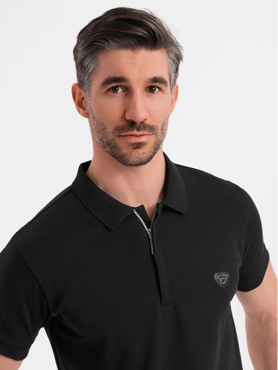 Ombre Ombre Polo OM-POSS-0148 Czarny Regular Fit