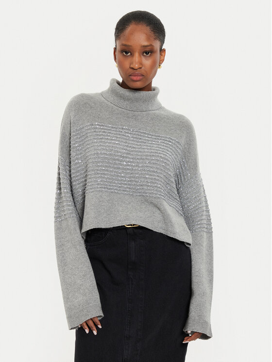TWINSET TWINSET Rollkragenpullover 242TP3271 Grau Loose Fit