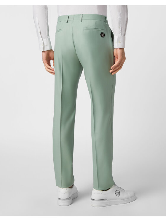 PHILIPP PLEIN PHILIPP PLEIN Spodnie materiałowe 1357 Turkusowy Regular Fit