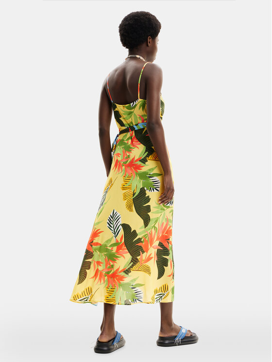 Desigual Robe d ete Tropical Leaves 24SWMW13 Multicolore Regular Fit