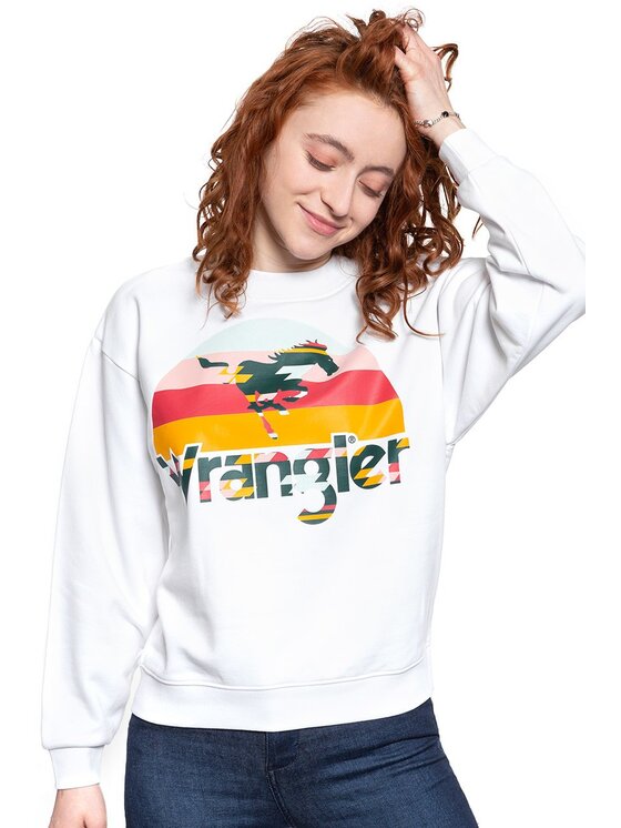 Wrangler Wrangler Bluza 80'S RETRO SWEAT Biały Regular Fit
