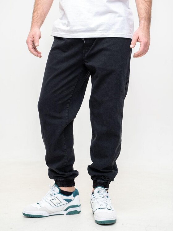 Metoda Sport Metoda Sport Joggery Szerokie Spodnie Jeansowe Baggy Jogger Męskie Czarne Metoda Sport Laur Pocket 2XL Czarny Regular Fit