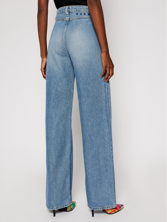Guess Guess Τζιν Wide Leg Super High W0BA09 D3Y0A Σκούρο μπλε Loose Fit