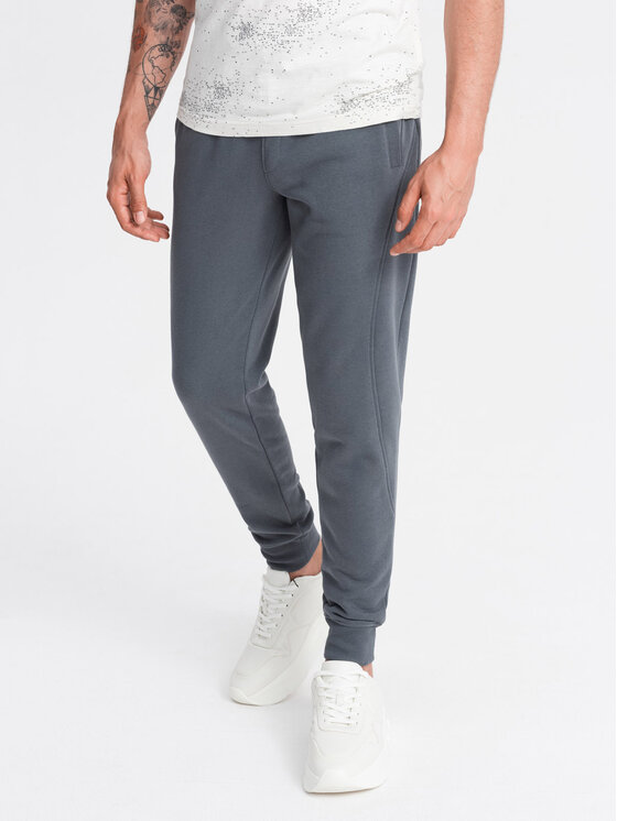 Ombre Ombre Joggers kalhoty OM-PABS-0174 Šedá Regular Fit