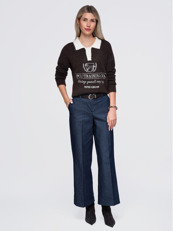 Ombre Ombre Svetr OW-SW-E0015 Hnědá Relaxed Fit