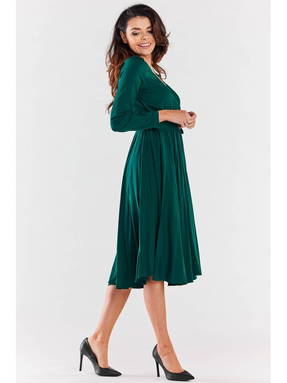 Awama Awama Letní šaty A471 Zelená Basic Fit