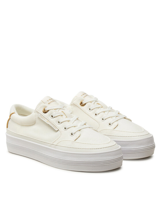 Tommy Hilfiger Tommy Hilfiger Sneakersy Essential Vulc Textile Sneaker FW0FW08323 Écru