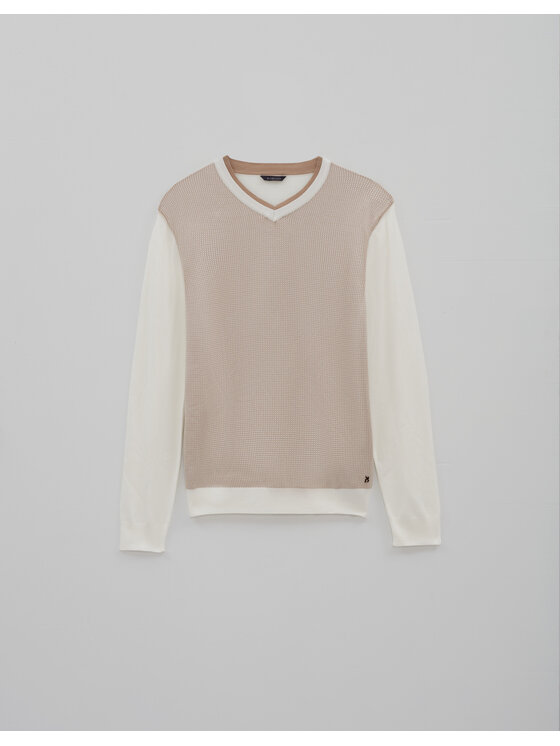 Sweter, rozmiar XXL, Beżowy, borgarello